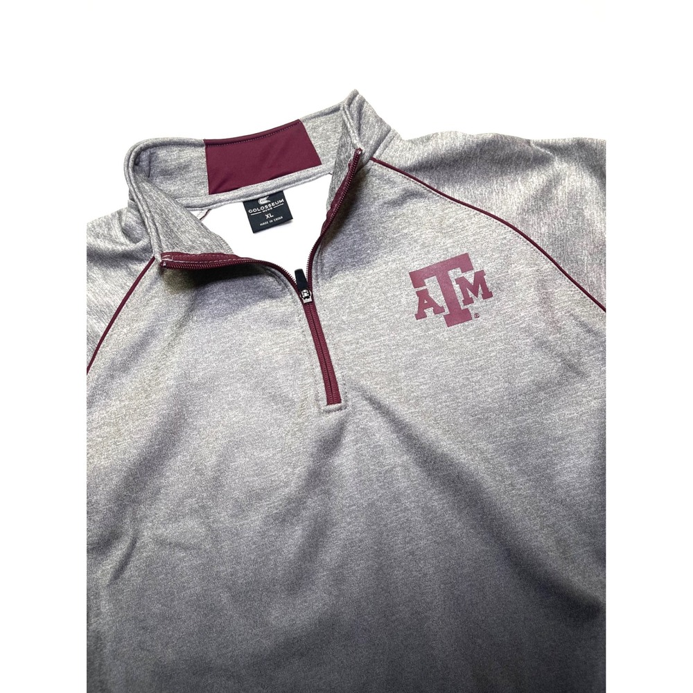 Colosseum Texas Aggies Quarter Zip Pullover Grey Ombre ATM University Mens XL